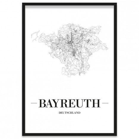 Stadtposter Bayreuth Rahmen Straßennetz