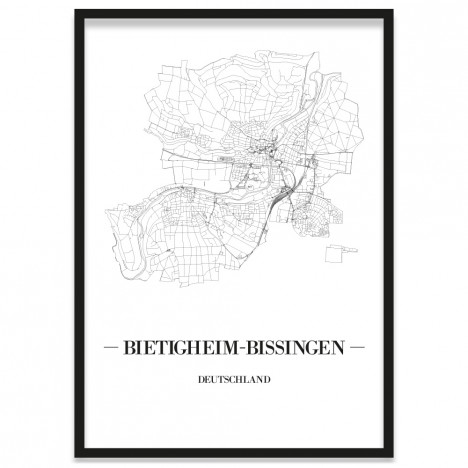 Stadtposter Bietigheim-Bissingen Stadtplan gerahmt