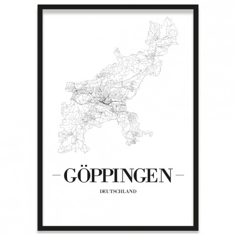 Stadtposter Göppingen Straßennetz Rahmen