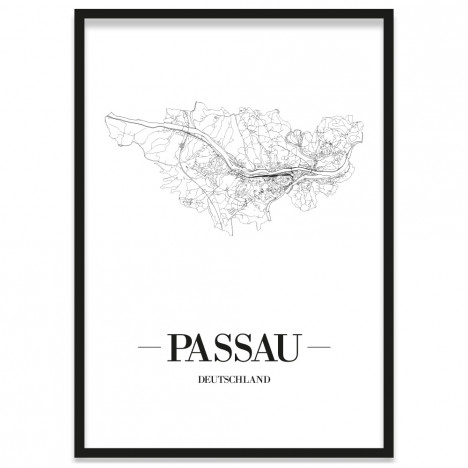 Stadtplan Passau Bilderrahmen