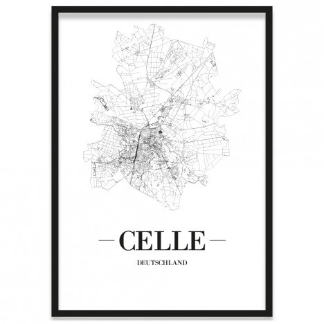 Stadtposter Celle mit Rahmen Straßennetz