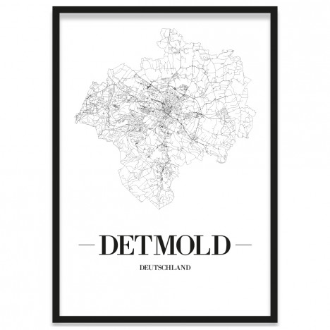 Stadtposter Detmold Bilderrahmen Straßennetz