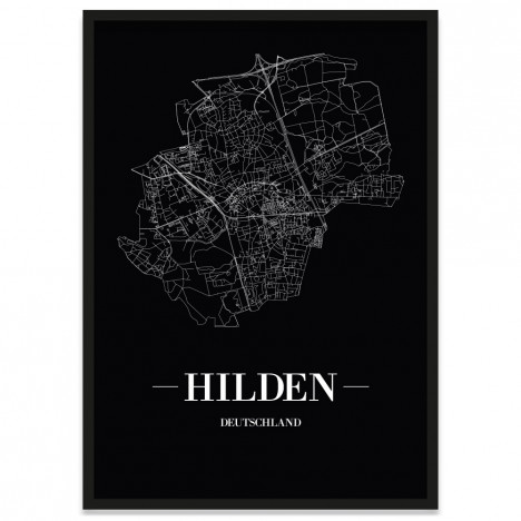 Stadtposter Hilden - Black