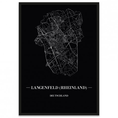 Stadtposter Langenfeld (Rheinland) - Black