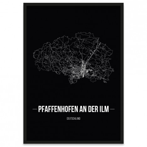 Stadtposter Pfaffenhofen an der Ilm - black