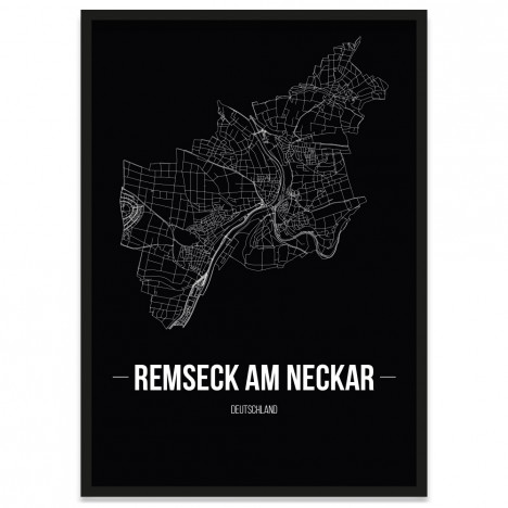 Stadtposter Remseck am Neckar - black