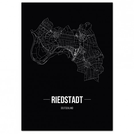 Stadtposter Riedstadt - black