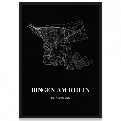 Stadtposter Bingen am Rhein - black