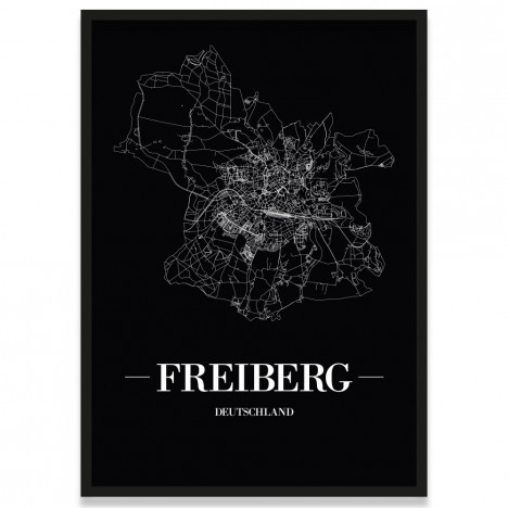 Stadtposter Freiberg - black