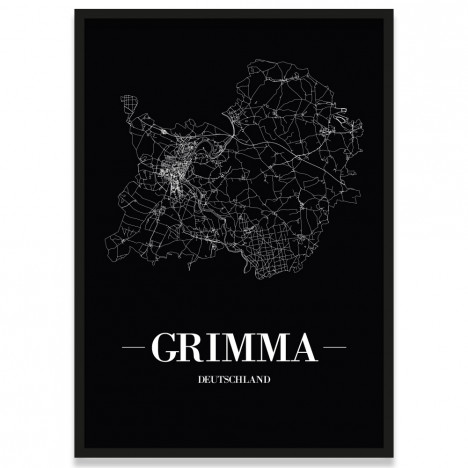 Stadtposter Grimma - black