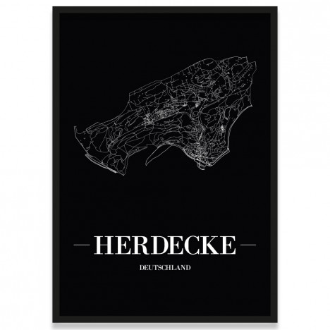 Stadtposter Herdecke - black