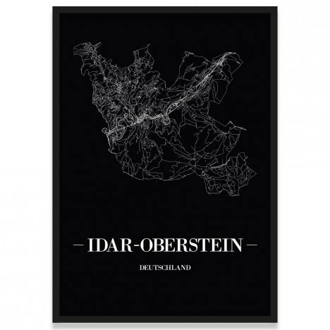 Stadtposter Idar-Oberstein - black