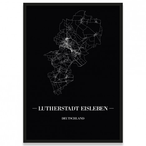 Stadtposter Lutherstadt Eisleben - black