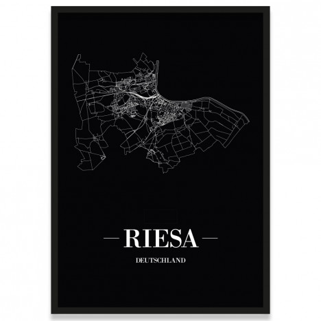 Stadtposter Riesa - black