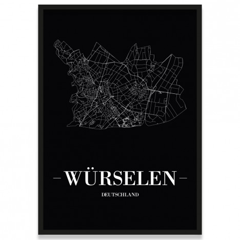 Stadtposter Würselen Black