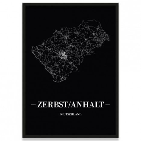 Stadtposter Zerbst/Anhalt - black