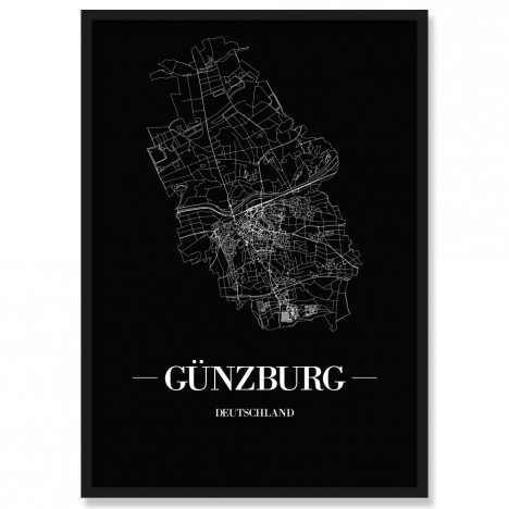 Stadtposter Günzburg Black