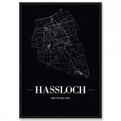 Stadtposter Haßloch Black