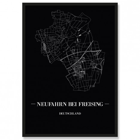 Stadtposter Neufahrn bei Freising Black