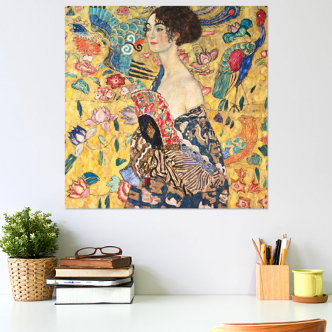 Poster Gustav Klimt - Dame mit Fächer 