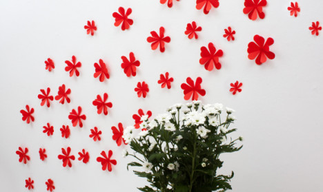 Wandtattoo 3D - Blumen rot