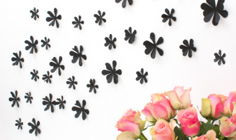 Wandtattoo 3D - Blumen schwarz