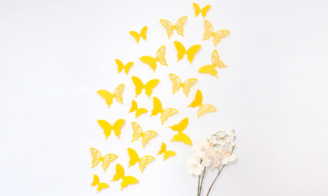 Wandtattoo 3D - Schmetterlinge gelb mit Ornamenten / Muster
