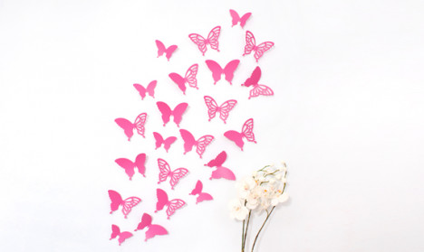 Wandtattoo 3D - Schmetterlinge pink Set mit Muster