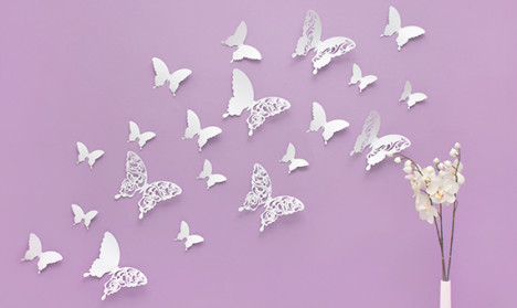 Wandtattoo 3D - Schmetterlinge weiß mit Muster