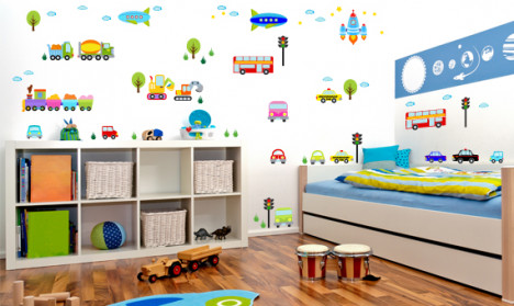 Wandsticker Mega Set - bunte Autowelt