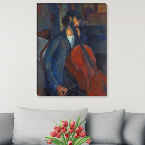 mann mit violoncello leinwandbild