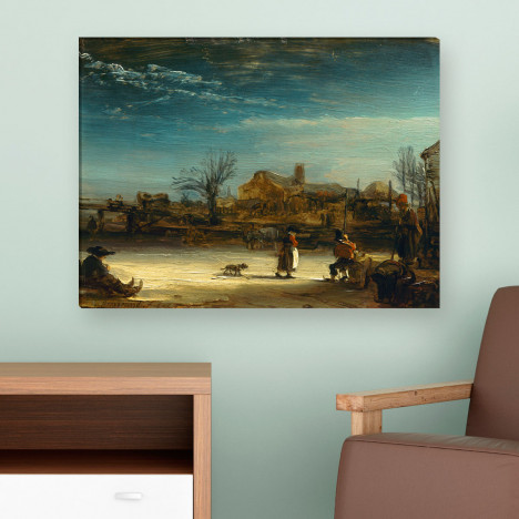 Leinwandbild Rembrandt Winterlandschaft