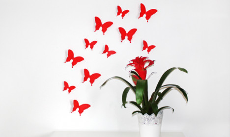 Wandtattoo 3D - Schmetterlinge rot