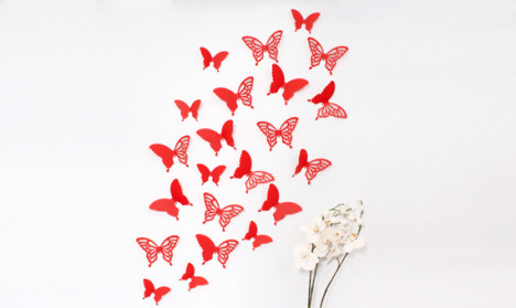 Wandtattoo 3D - Schmetterlinge rot Set mit Muster