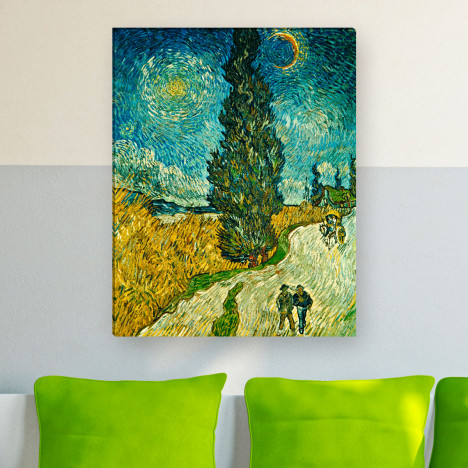 Landstraße mit Zypresse und Stern von Van Gogh