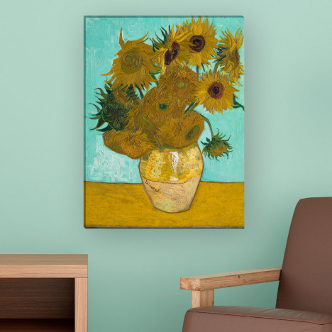 Vase mit Sonnenblumen von Van Gogh als Leinwandbild