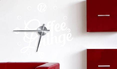 Wandtattoo Uhr - Coffee Lounge