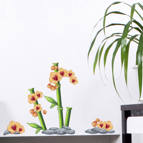 Wandsticker Set A4 - Orange Orchideen