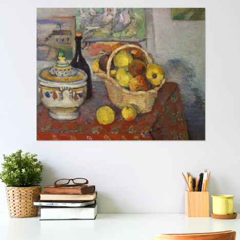 Poster Paul Cézanne - Stillleben mit Obstkorb und Suppenterrine