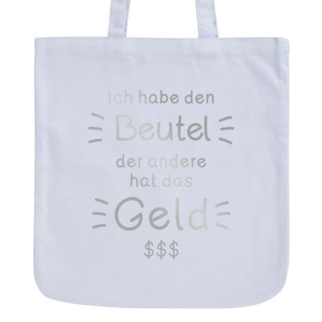 JUNIWORDS Pastell Jutebeutel Ich habe den Beutel der andere hat das Geld