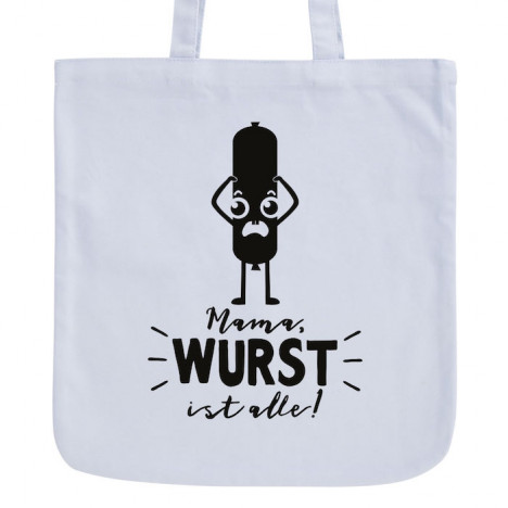 JUNIWORDS Pastell Jutebeutel Mama, Wurst ist alle!