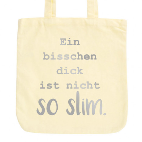 JUNIWORDS Pastell Jutebeutel Ein bisschen dick ist nicht so slim.