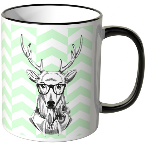 JUNIWORDS Tasse Hipster Hirsch Grün