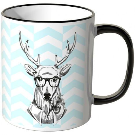 JUNIWORDS Tasse Hipster Hirsch Hellblau