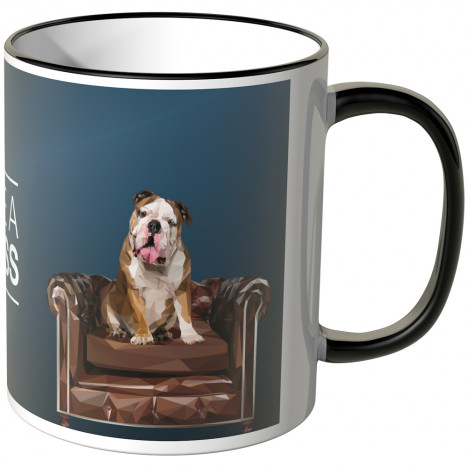 JUNIWORDS Tasse Bulldogge "LIKE A BOSS" - Blau