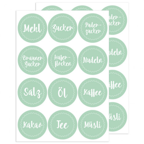 Küchen - Etiketten Grün, 24 Stück