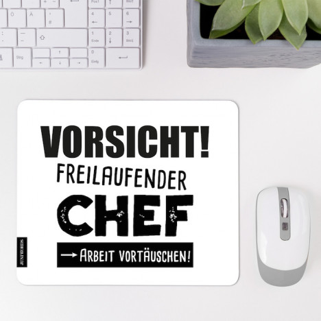 JUNIWORDS Mousepad Vorsicht! Freilaufender Chef