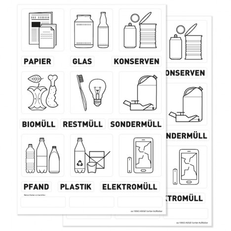 Abfall Aufkleber - 42 Stück