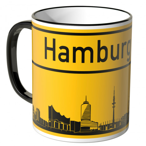 JUNIWORDS Tasse Ortsschild Skyline Hamburg