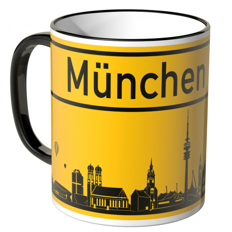 JUNIWORDS Tasse Ortsschild Skyline München